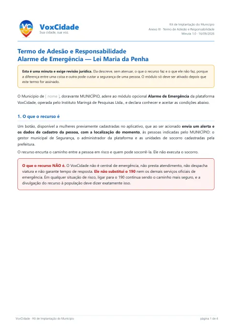 Prévia · Termo do Alarme de Emergência